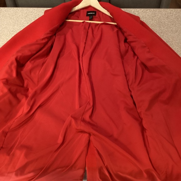 Express Red Shawl Lapel Wrap Coat - Picture 11 of 15